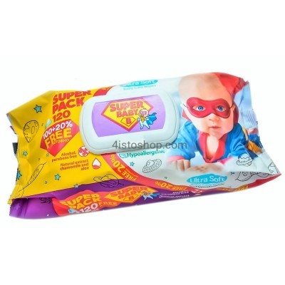 Влажные салфетки Super Baby SuperPack Ромашка и Aлоэ вера 