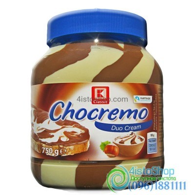 Шоколадная паста Chocremo Duo Cream белый и молочный шоколад с ореховым вкусом 750г