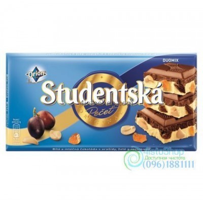 Шоколад молочный и белый Studentska Pecet Duomix 180 г