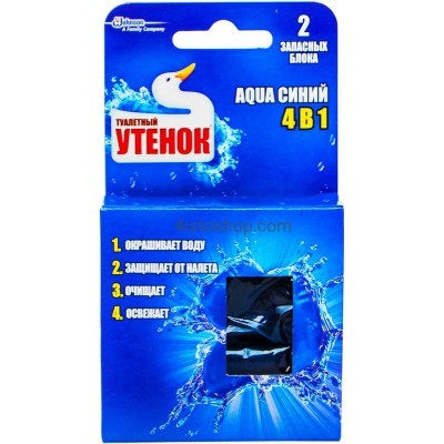 Подвесной блок для унитаза Туалетный Утенок Aqua 4 в 1 сменный Синий