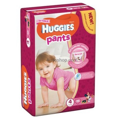 Подгузники-трусики Huggies Pants 4 для девочек от 9 до 14 кг 36 шт 