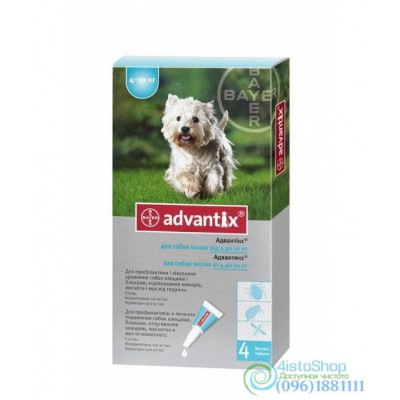 Bayer Advantix защита от блох и клещей для собак 4-10кг 1 пипетка