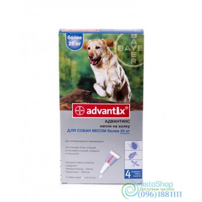 Bayer Advantix защита от блох и клещей для собак от 25кг 1 пипетка