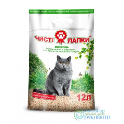 Наполнитель для кошачьего туалета Чистые лапки стандарт 3 кг 12л 